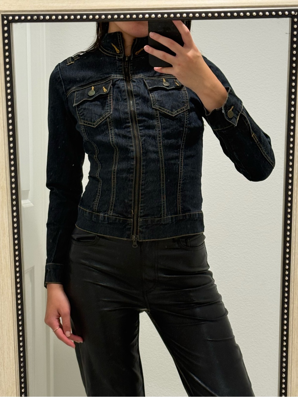 Vintage Bisou Bisou Black Motorcross Denim Jacket